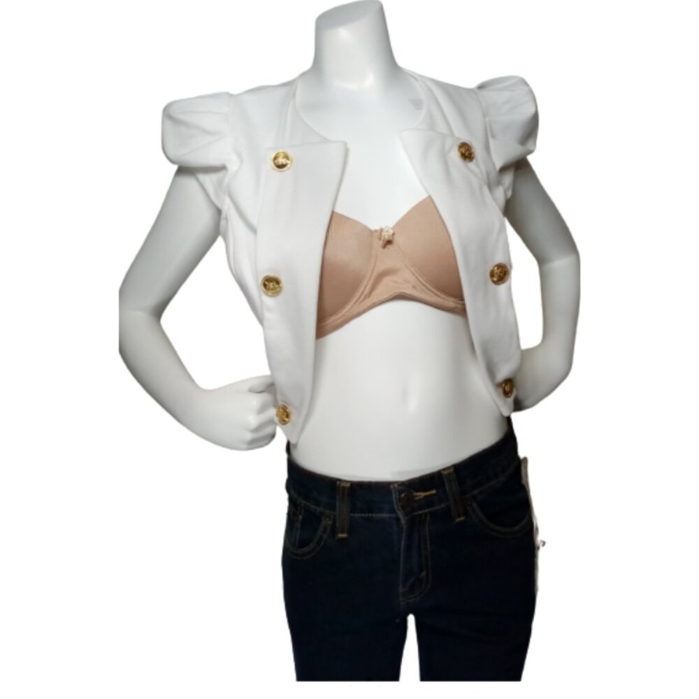 Women White Short Sleeve Vest